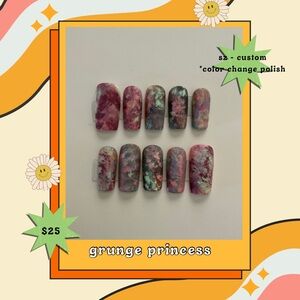Handmade Press On Nails - grunge princess